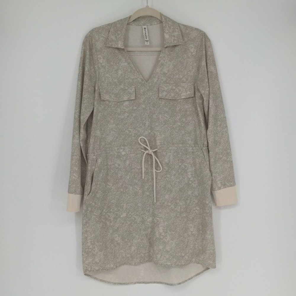 Athleta  Women's Zuma Printed Shirtdress Size Small Viper Grey Stretch Silky